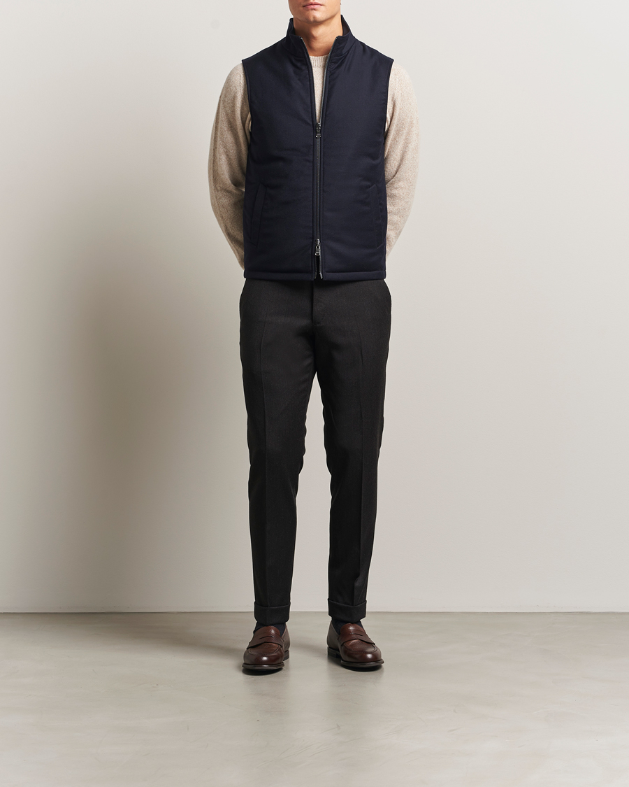 Herre | Bukser | Oscar Jacobson | Dandy Turn Up Flannel Trousers Dark Brown