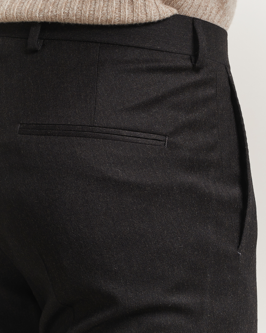 Herre | Bukser | Oscar Jacobson | Dandy Turn Up Flannel Trousers Dark Brown
