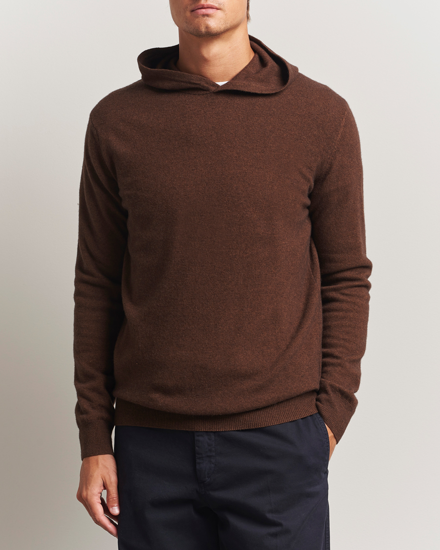 Herre | Gensere | Oscar Jacobson | Pascal Wool/Cashmere Hoodie Brown