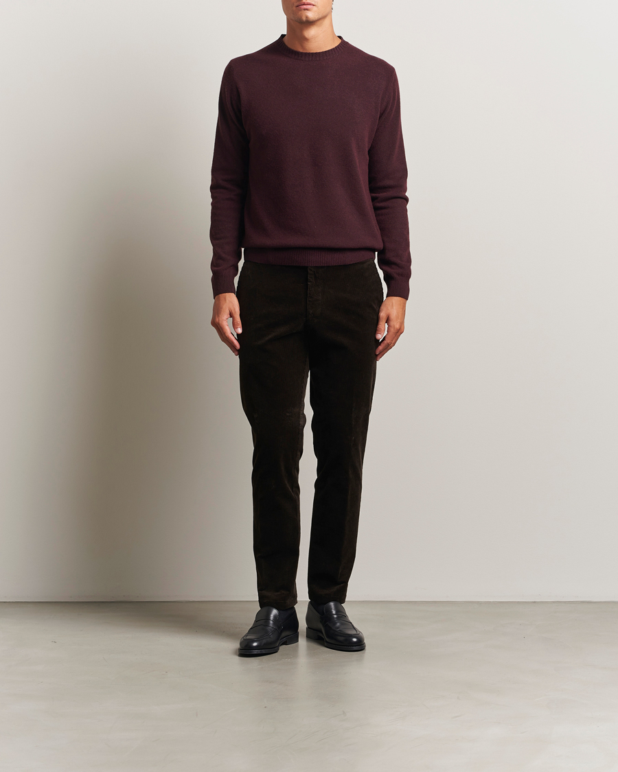 Herre | Gensere | Oscar Jacobson | Valter Wool/Cashmere Round Neck Burgundy