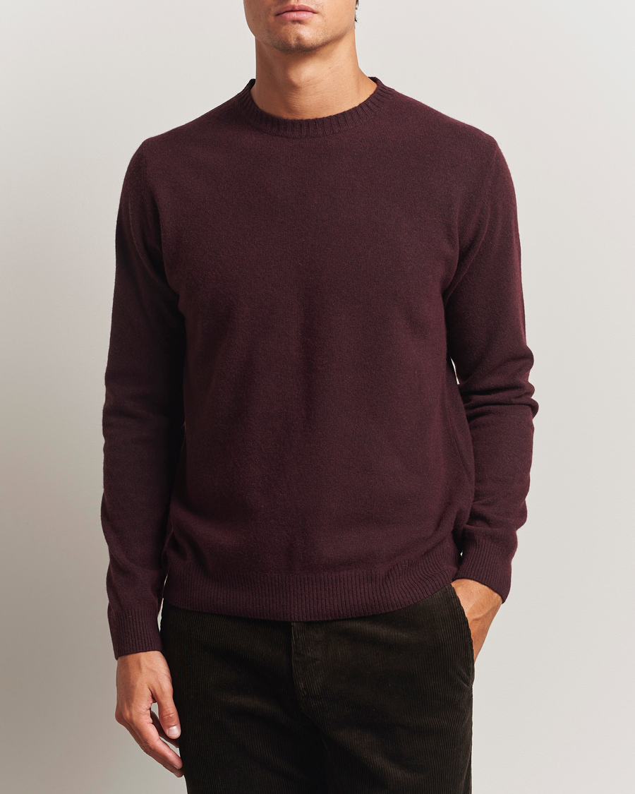 Herre | Gensere | Oscar Jacobson | Valter Wool/Cashmere Round Neck Burgundy