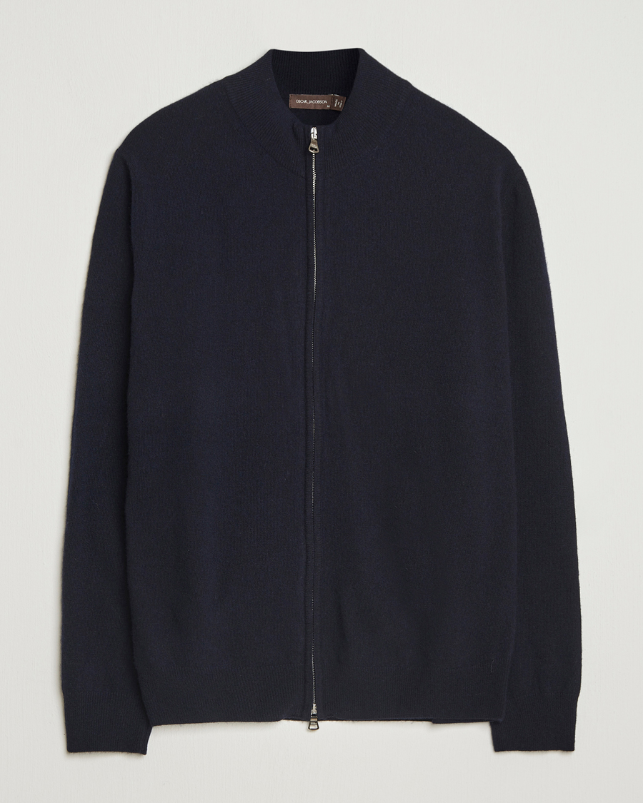 Herre | Gensere | Oscar Jacobson | Seb Wool/Cashmere Full Zip Navy