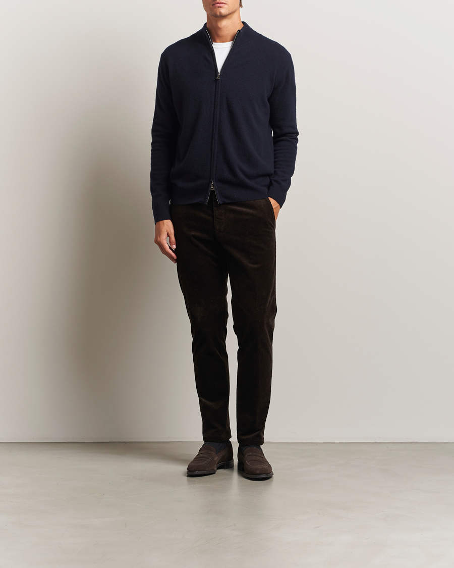 Herre | Gensere | Oscar Jacobson | Seb Wool/Cashmere Full Zip Navy