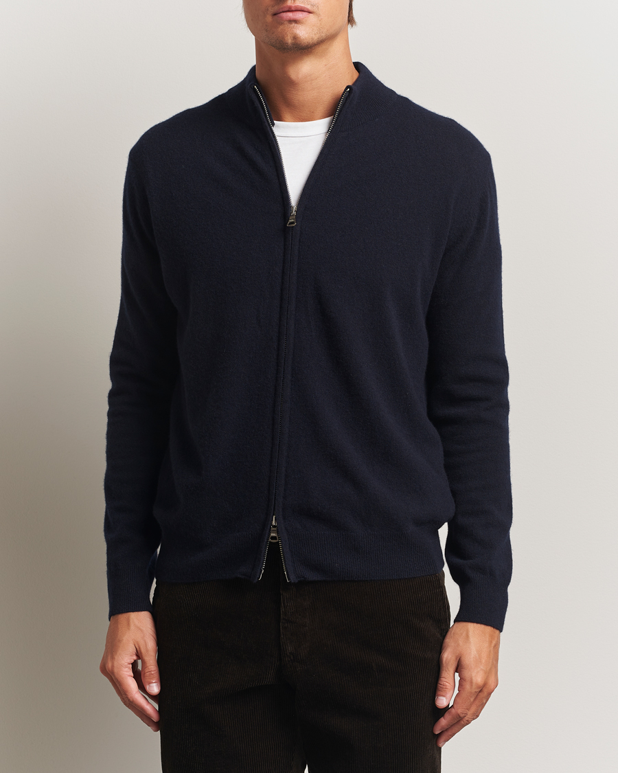 Herre | Gensere | Oscar Jacobson | Seb Wool/Cashmere Full Zip Navy
