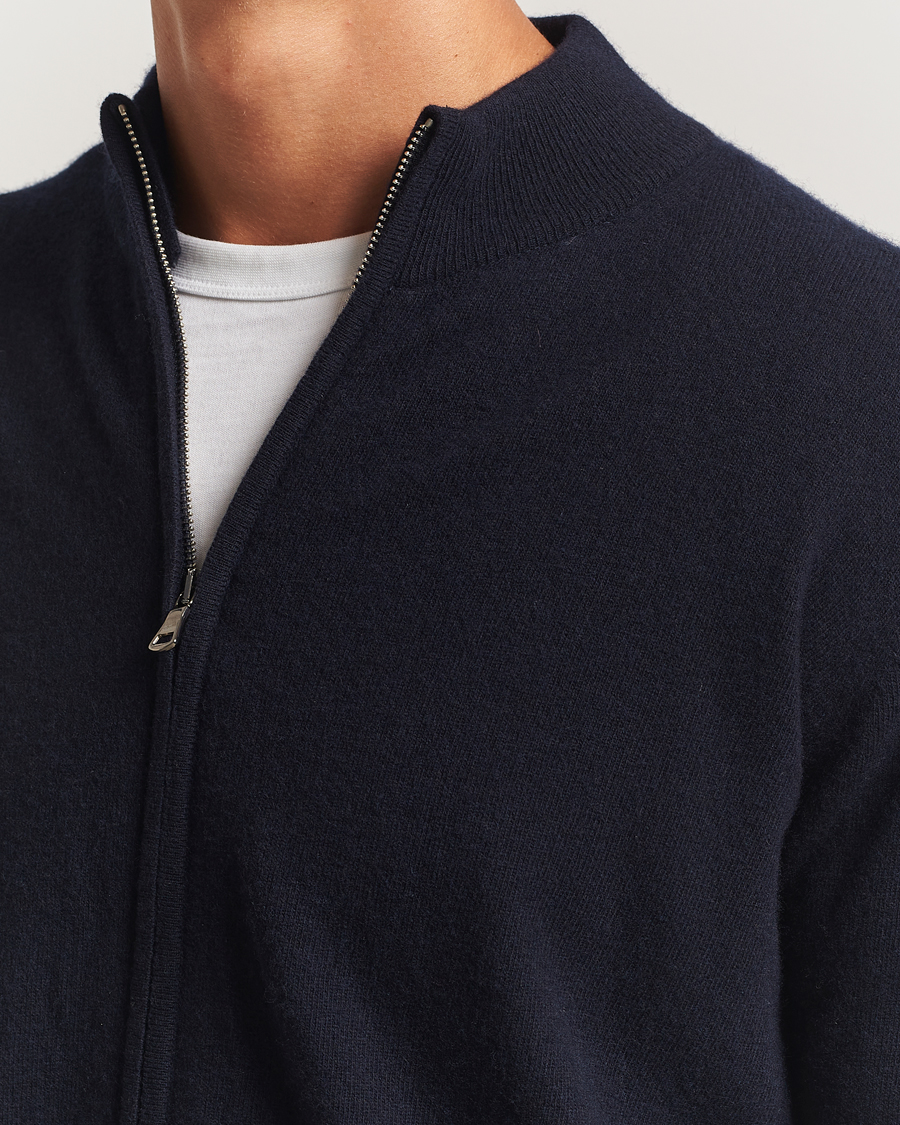 Herre | Gensere | Oscar Jacobson | Seb Wool/Cashmere Full Zip Navy