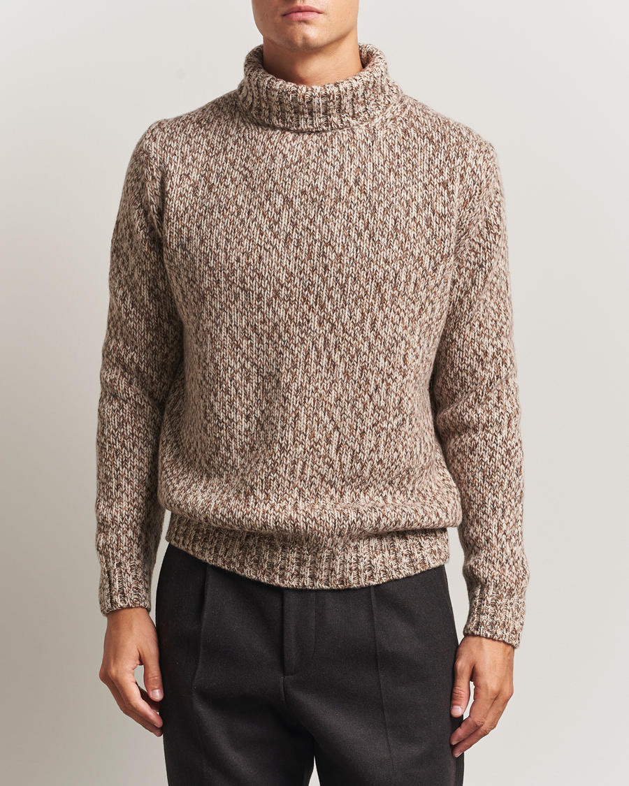 Herre | Gensere | Oscar Jacobson | Mika Heavy Wool/Cotton Rollneck Beige