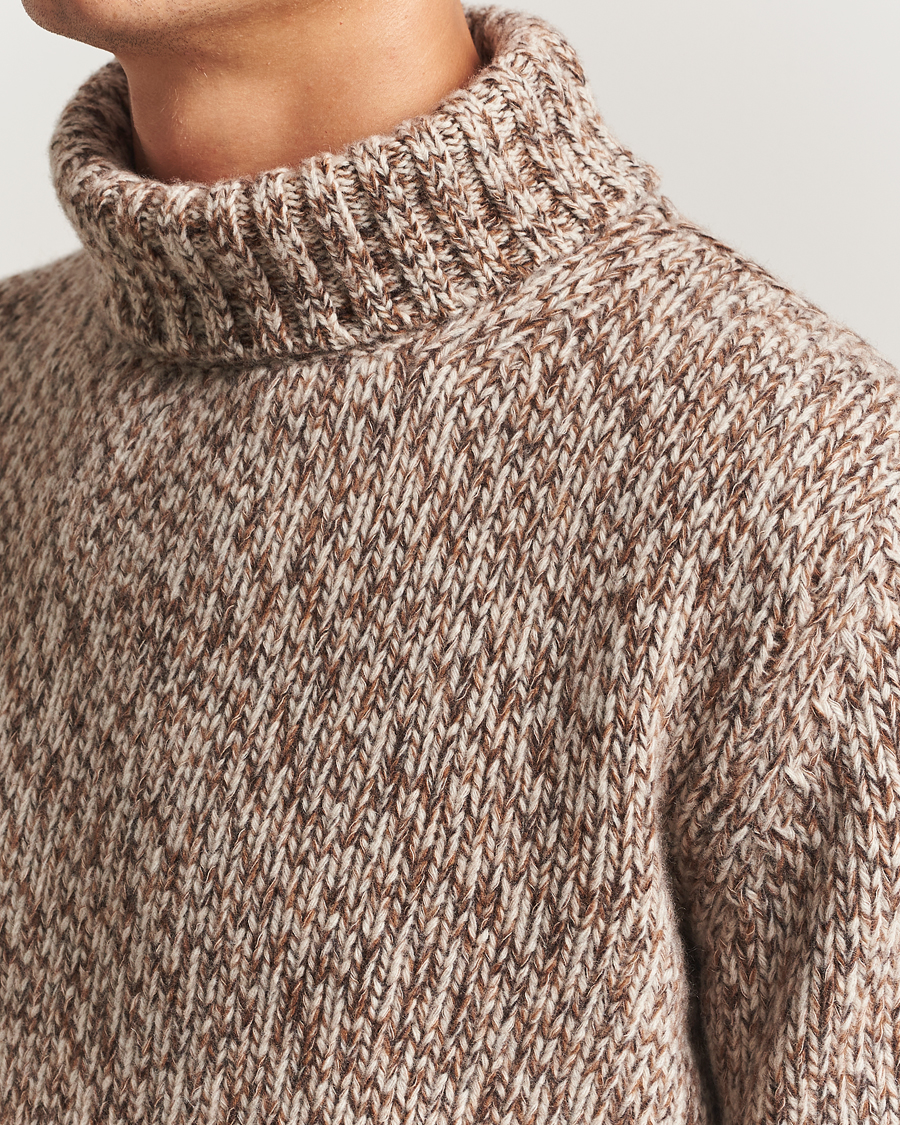 Herre | Gensere | Oscar Jacobson | Mika Heavy Wool/Cotton Rollneck Beige