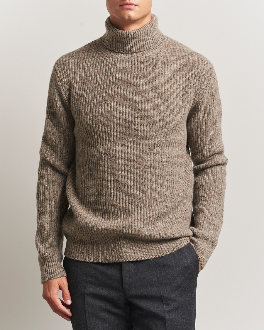 Herre | Gensere | Oscar Jacobson | Mika Heavy Merino Rollneck Beige
