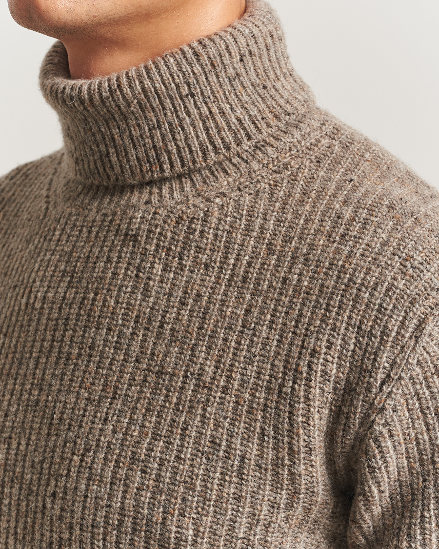 Herre | Gensere | Oscar Jacobson | Mika Heavy Merino Rollneck Beige