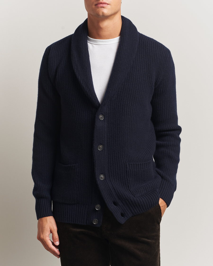 Herre | Gensere | Oscar Jacobson | Roland Wool Cardigan Navy