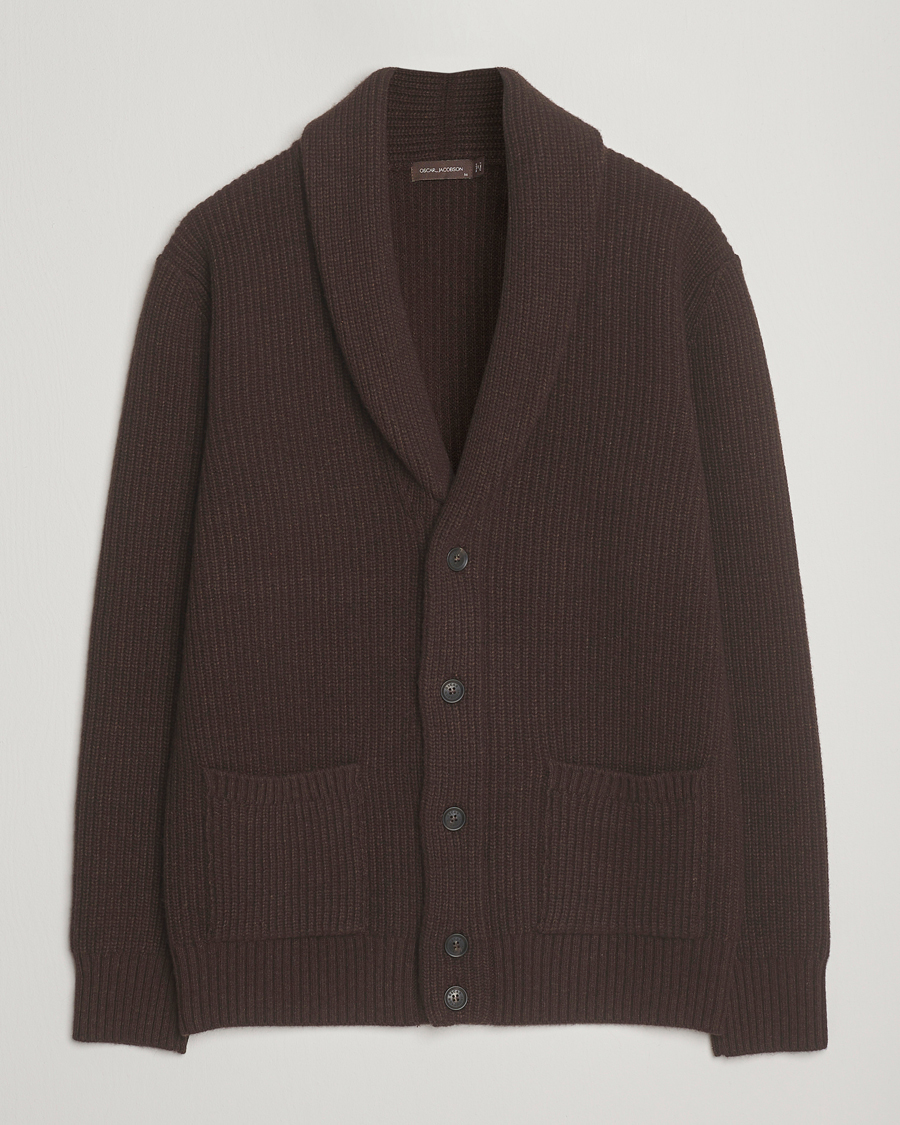 Herre | Gensere | Oscar Jacobson | Roland Wool Cardigan Dark Brown