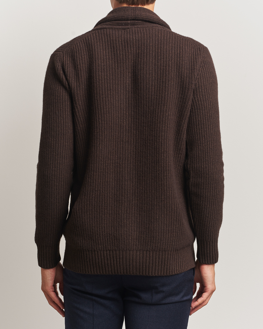 Herre | Gensere | Oscar Jacobson | Roland Wool Cardigan Dark Brown