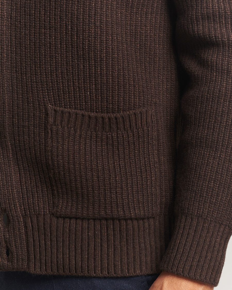 Herre | Gensere | Oscar Jacobson | Roland Wool Cardigan Dark Brown