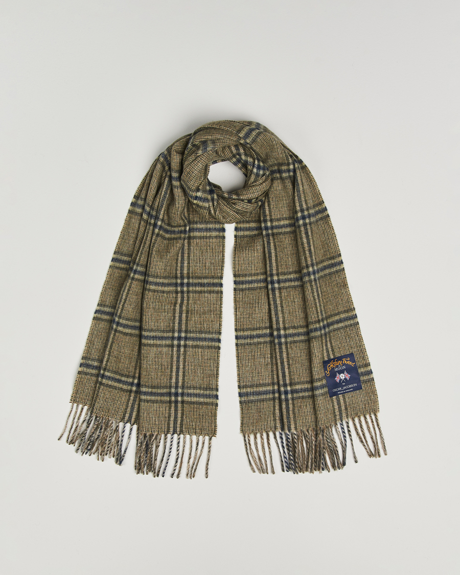 Herre | Skjerf | Oscar Jacobson | Checked Moon Tweed Wool Scarf Green
