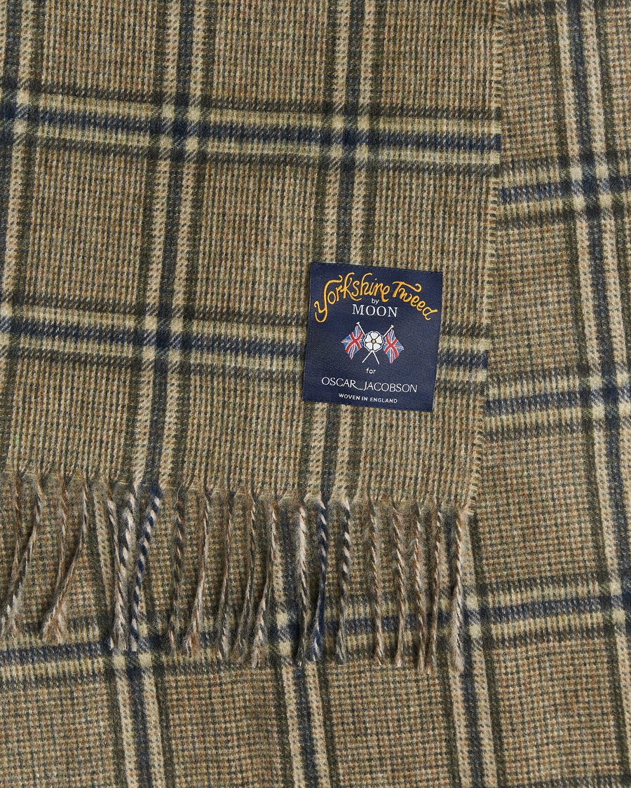 Herre | Skjerf | Oscar Jacobson | Checked Moon Tweed Wool Scarf Green