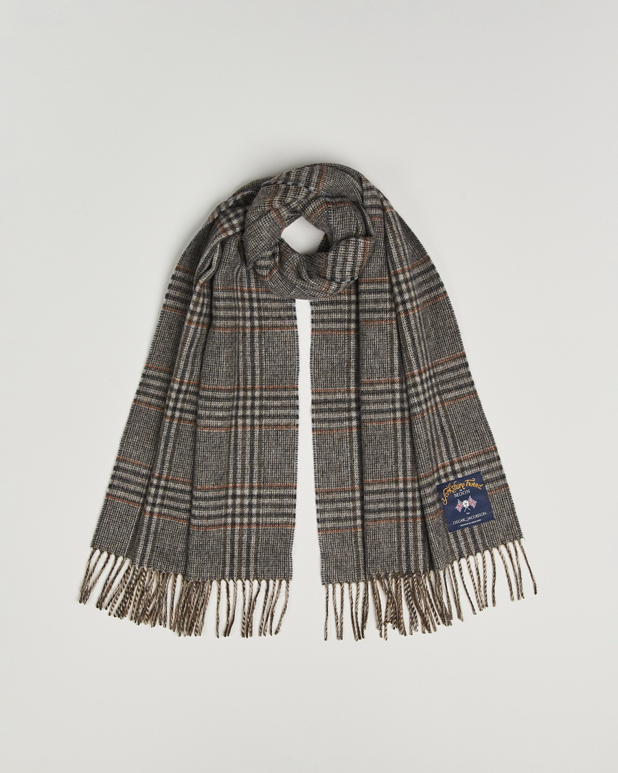 Herre | Skjerf | Oscar Jacobson | Checked Moon Tweed Wool Scarf Brown