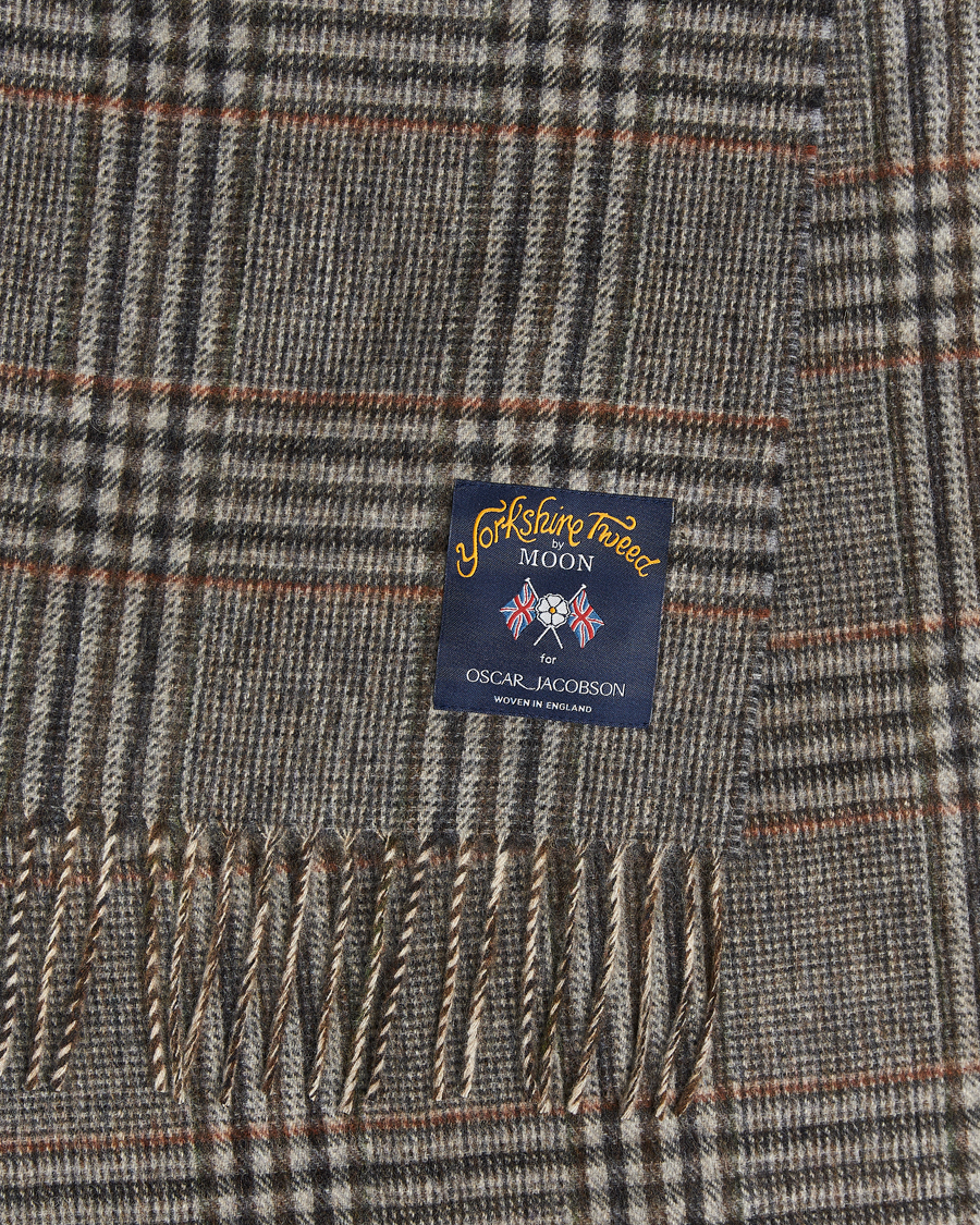 Herre | Skjerf | Oscar Jacobson | Checked Moon Tweed Wool Scarf Brown