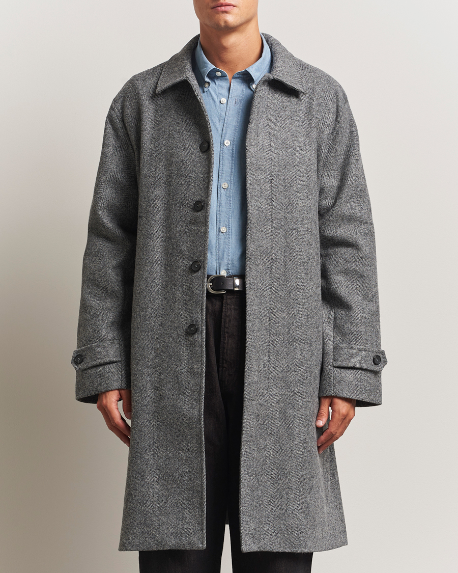 Herre | Jakker | Palmes | Herringbone Wool Coat Charcoal