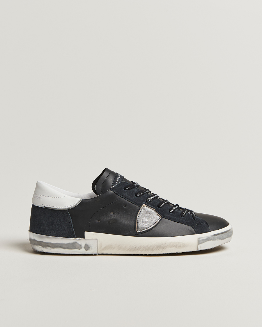 Herre | Sneakers | Philippe Model | Prsx Low Top Leather Sneakers Black/Silver
