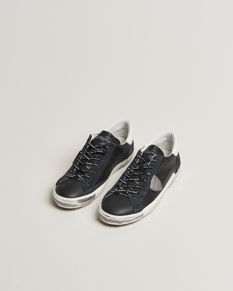 Herre | Sneakers | Philippe Model | Prsx Low Top Leather Sneakers Black/Silver