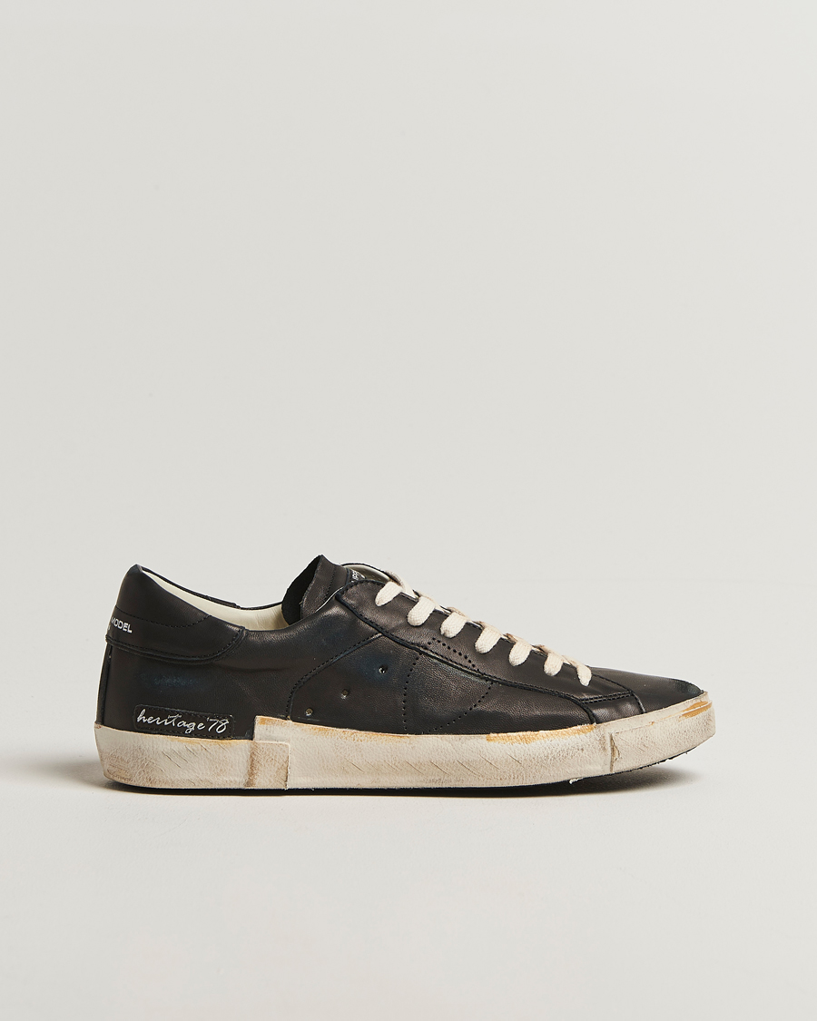Herre | Sneakers | Philippe Model | Prsx Low Top Vintage Leather Sneakers Black