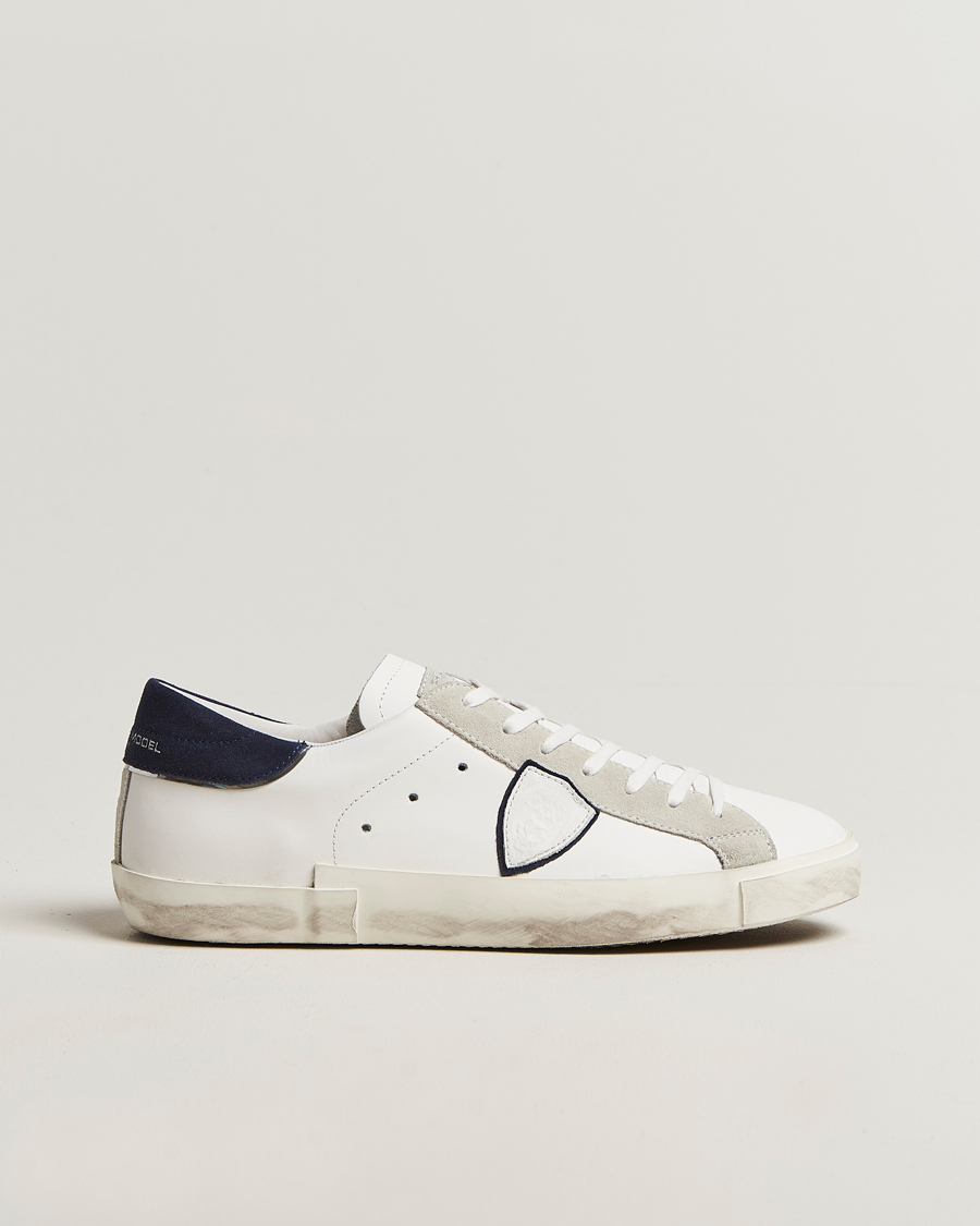 Herre | Sneakers | Philippe Model | Prsx Low Top Mix Leather Sneakers White/Navy