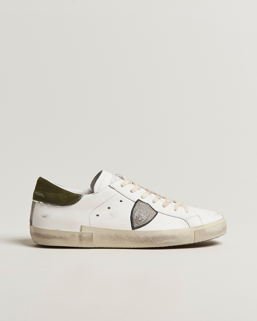 Herre | Sneakers | Philippe Model | Prsx Low Top Mix Leather Sneakers White/Green