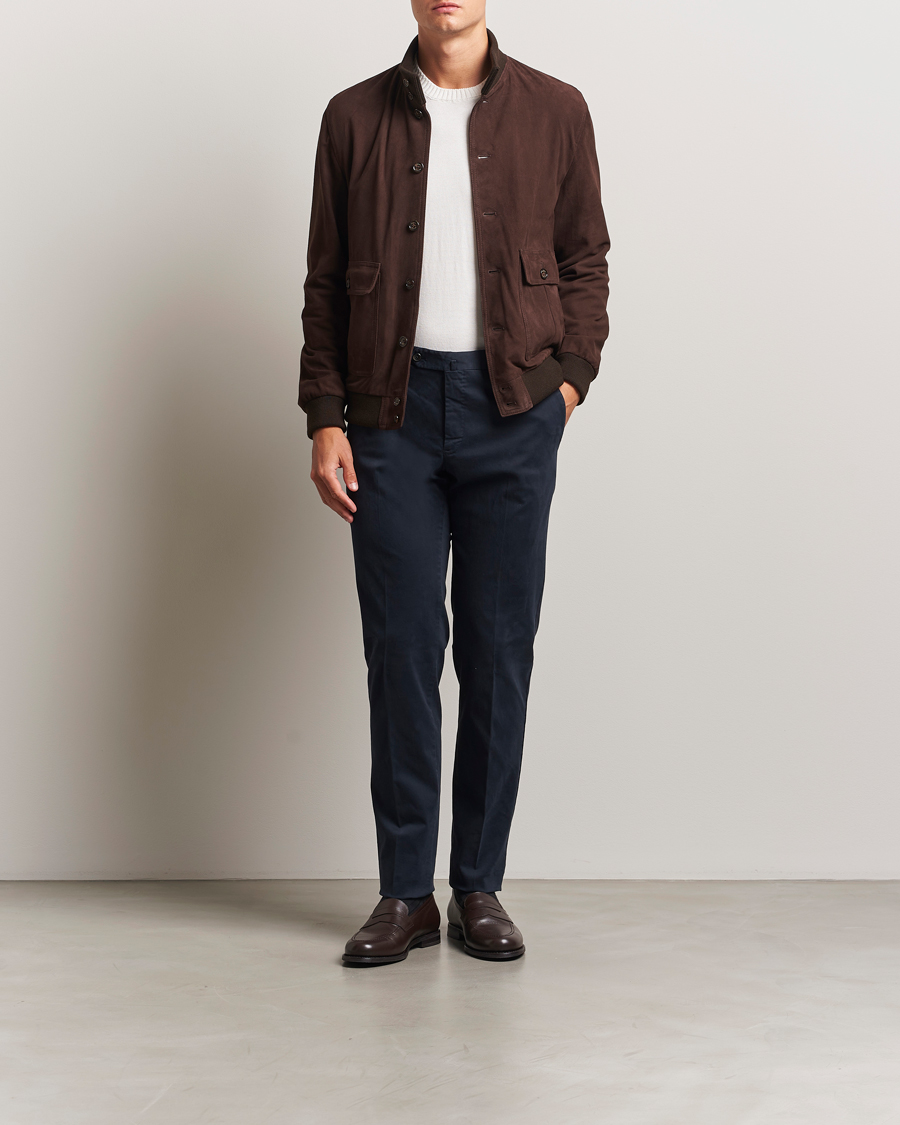 Herre | Bukser | PT01 | Slim Fit Cotton/Stretch Trousers Navy