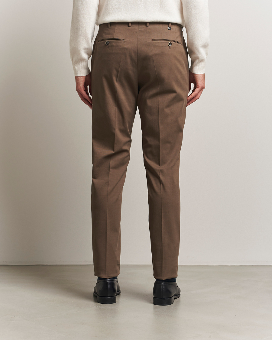 Herre | Bukser | PT01 | Slim Fit Pleated Cotton/Cashmere Trousers Dark Brown