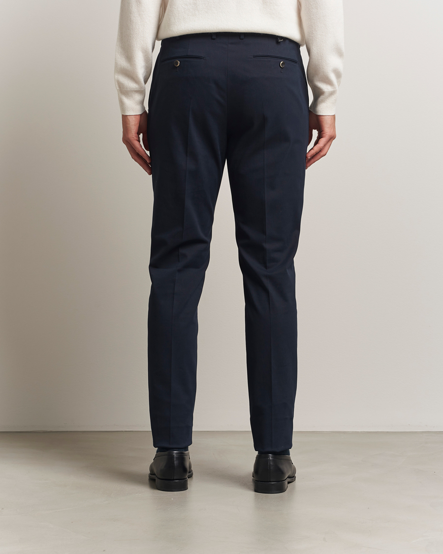 Herre | Bukser | PT01 | Slim Fit Pleated Cotton/Cashmere Trousers Navy