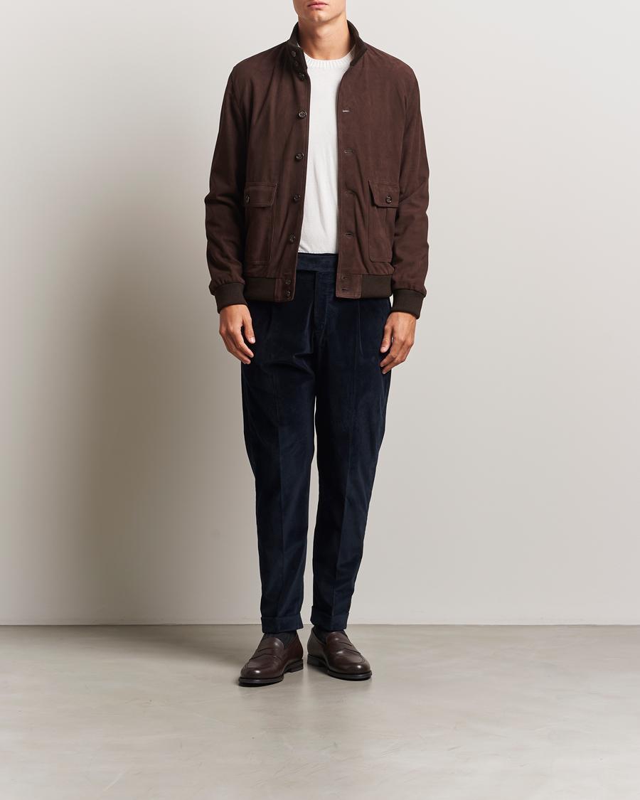 Herre | Bukser | PT01 | Rebel Fit Pleated Corduroy Trousers Navy