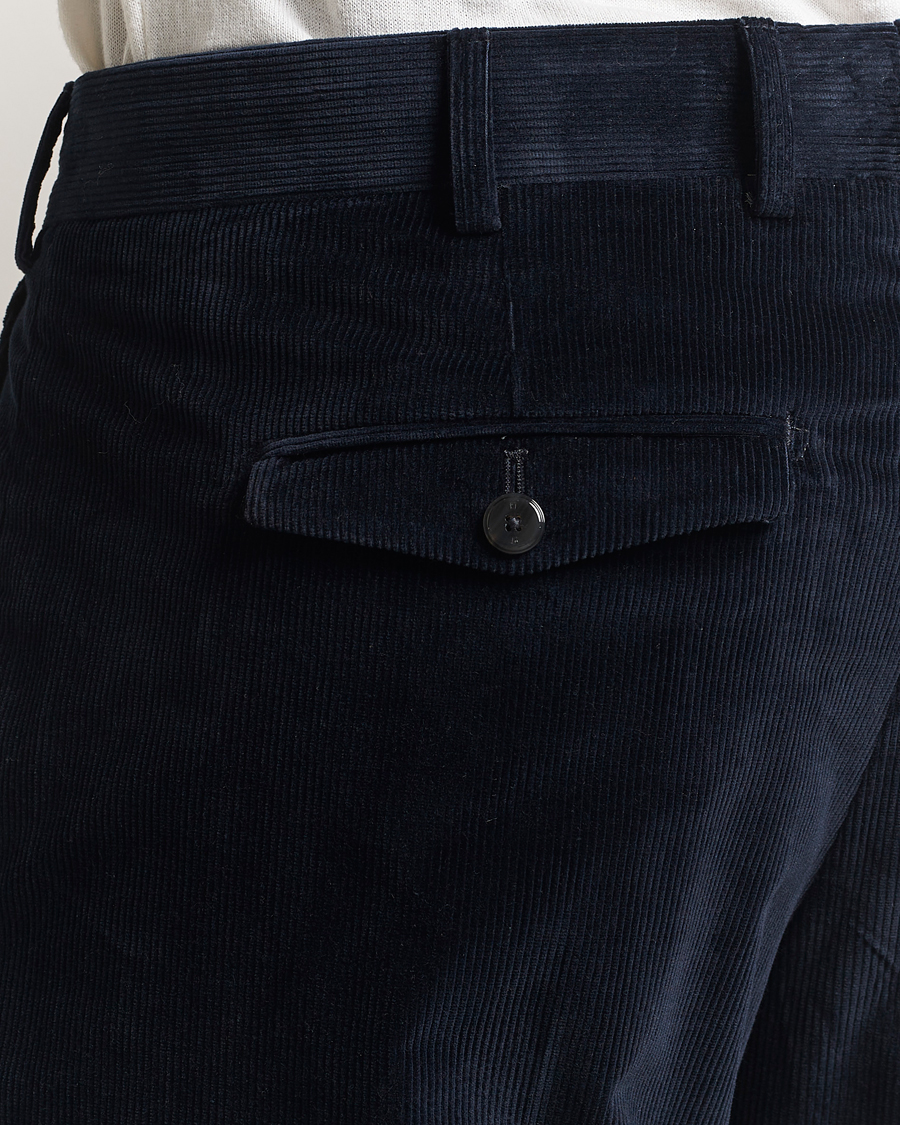 Herre | Bukser | PT01 | Rebel Fit Pleated Corduroy Trousers Navy