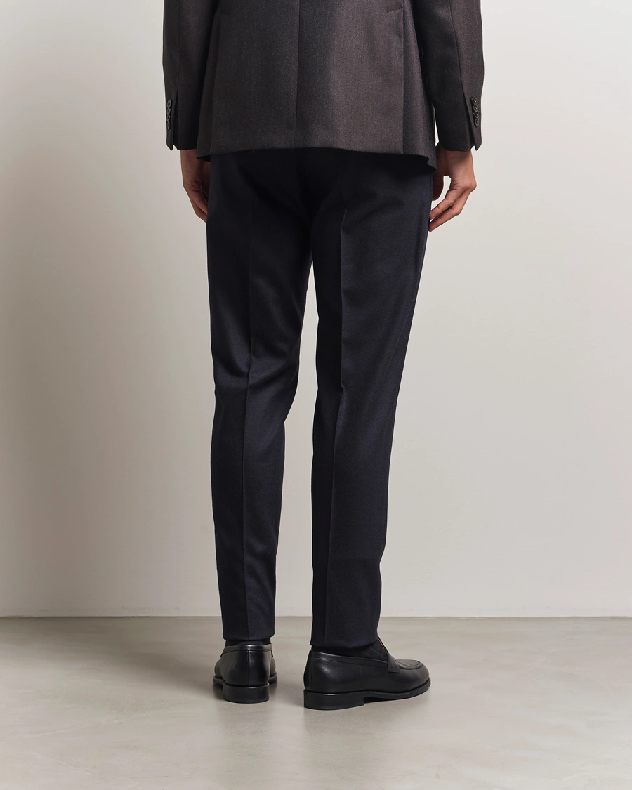Herre | Bukser | PT01 | Slim Fit Pleated Wool/Cashmere Trousers Navy