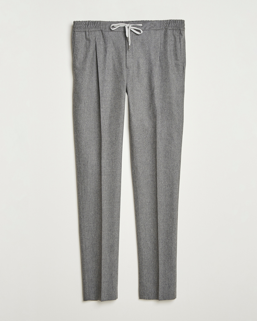 Herre | Bukser | PT01 | Slim Fit Wool/Cashmere Drawstring Trousers Grey Melange