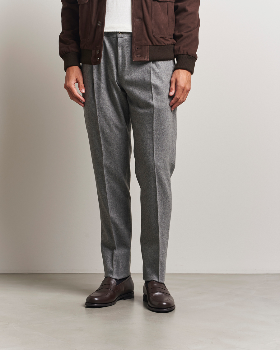 Herre | Bukser | PT01 | Slim Fit Wool/Cashmere Drawstring Trousers Grey Melange
