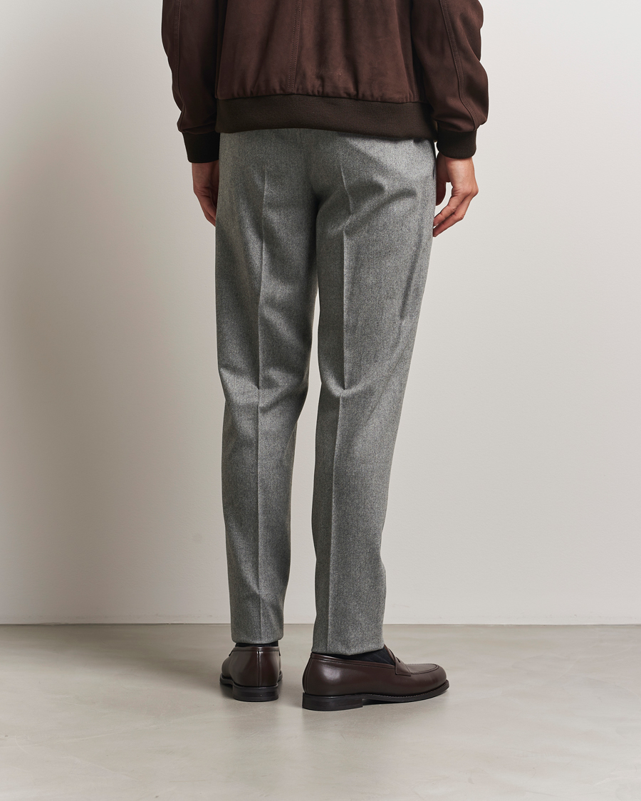 Herre | Bukser | PT01 | Slim Fit Wool/Cashmere Drawstring Trousers Grey Melange