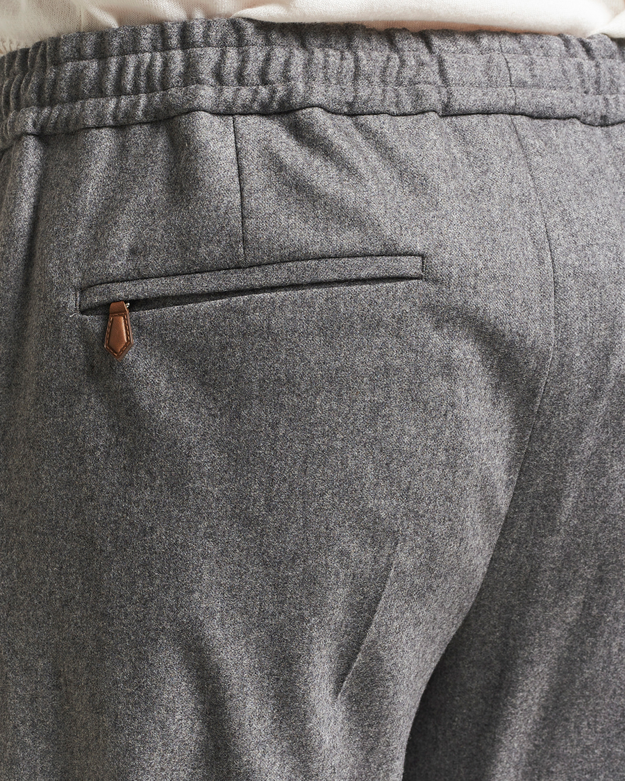 Herre | Bukser | PT01 | Slim Fit Wool/Cashmere Drawstring Trousers Grey Melange