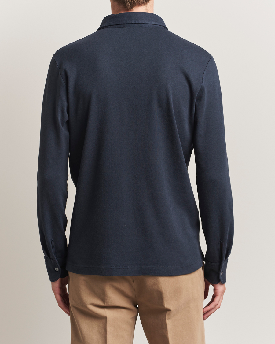 Herre | Pikéer | Zanone | Heavy Jersey Long Sleeve Polo Navy