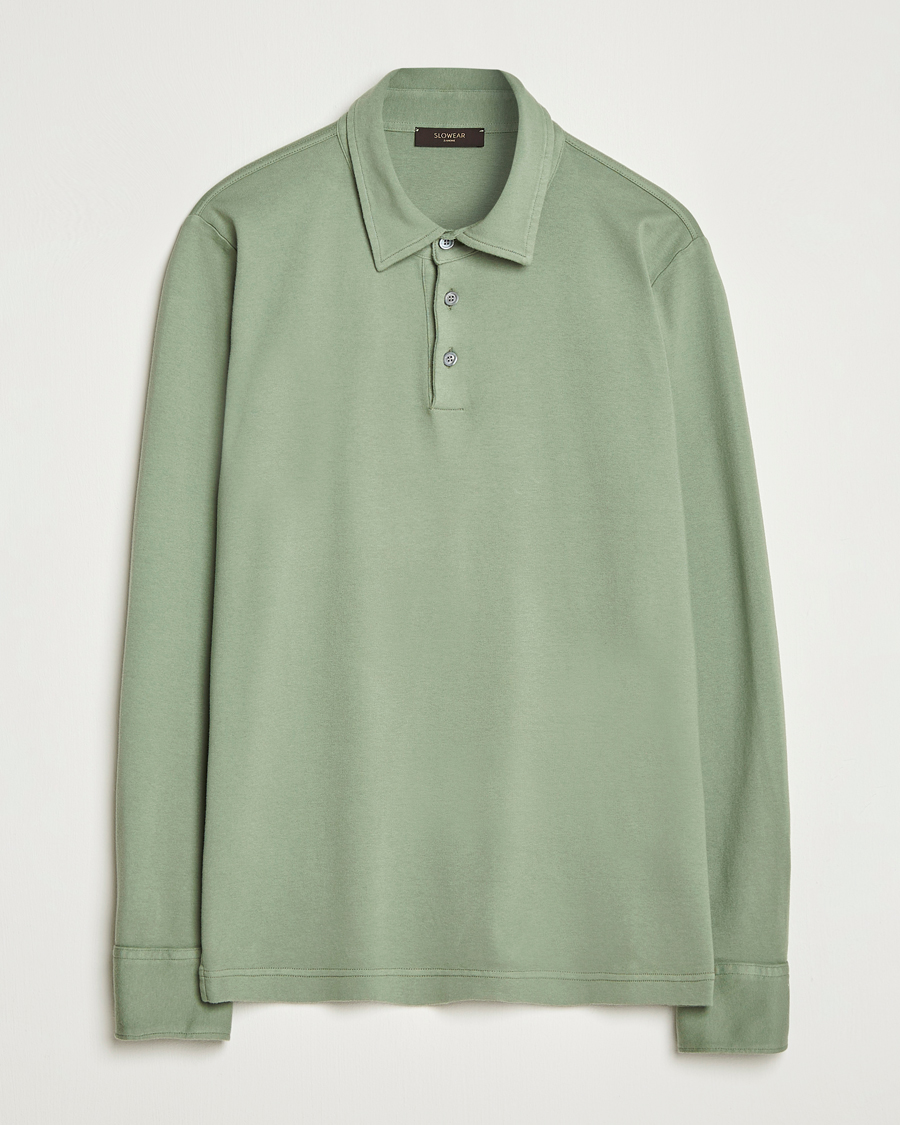 Herre | Pikéer | Zanone | Heavy Jersey Long Sleeve Polo Sage
