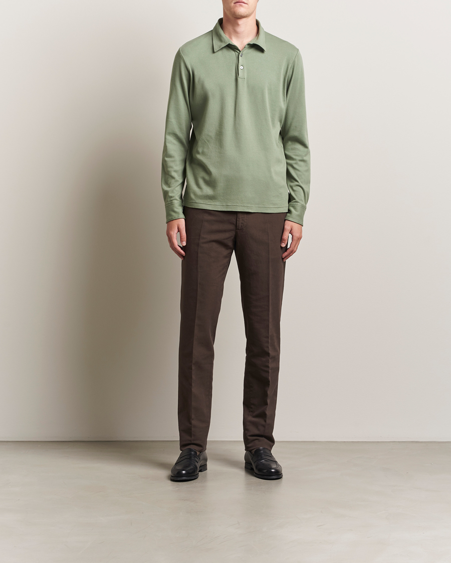 Herre | Pikéer | Zanone | Heavy Jersey Long Sleeve Polo Sage