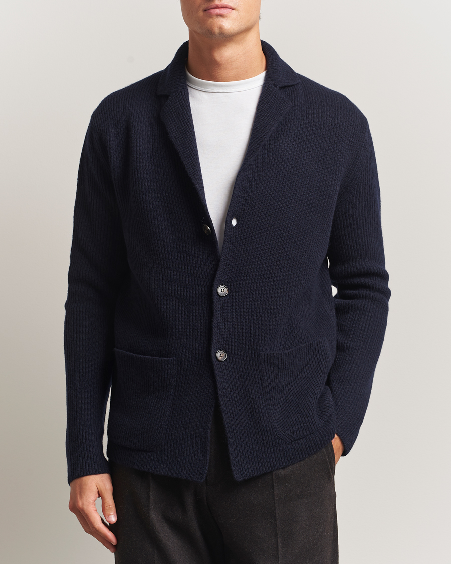 Herre | Gensere | Zanone | Rib Wool Cardigan Jacket Navy