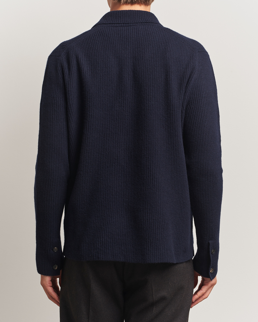 Herre | Gensere | Zanone | Rib Wool Cardigan Jacket Navy