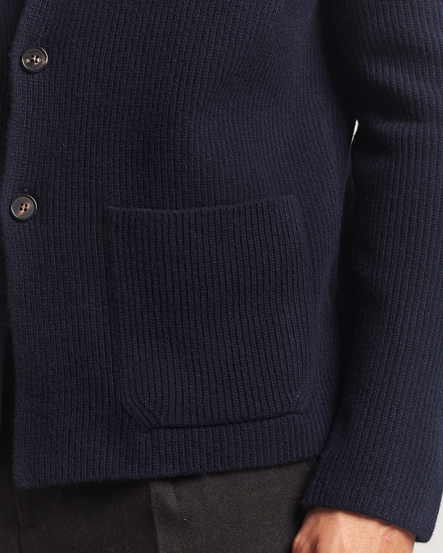 Herre | Gensere | Zanone | Rib Wool Cardigan Jacket Navy