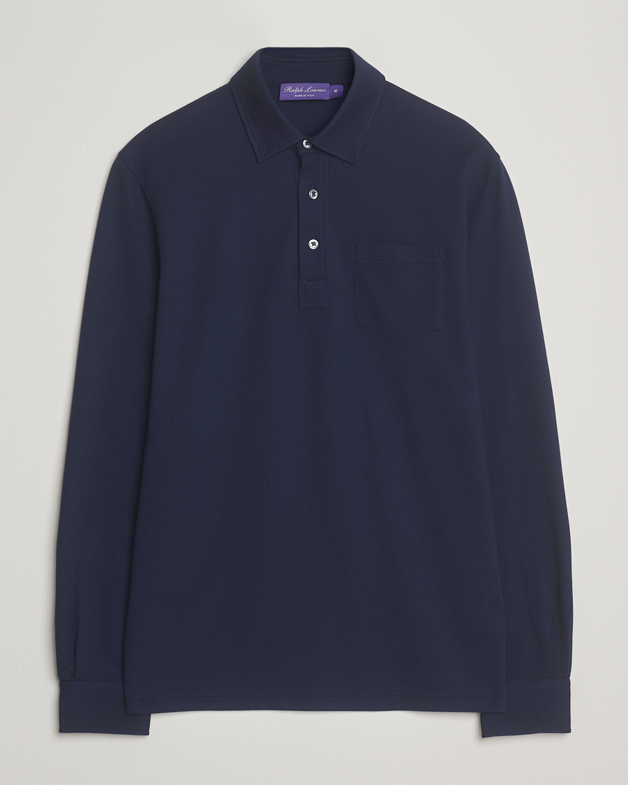Herre | Pikéer | Ralph Lauren Purple Label | Long Sleeve Polo Shirt Navy