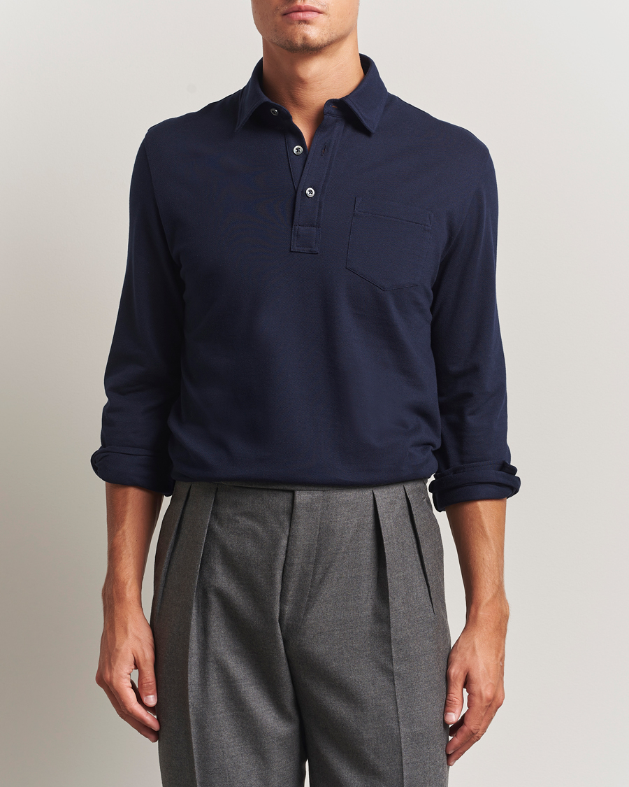 Herre | Pikéer | Ralph Lauren Purple Label | Long Sleeve Polo Shirt Navy