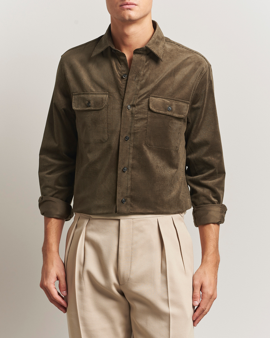 Herre | Skjorter | Ralph Lauren Purple Label | Corduroy Overshirt Loden
