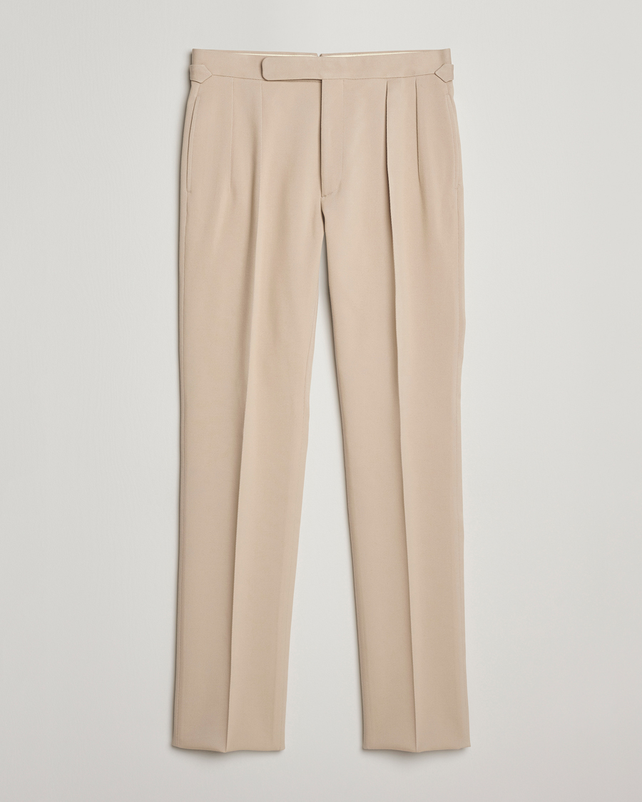 Herre | Bukser | Ralph Lauren Purple Label | Pleated Twill Trousers Limestone