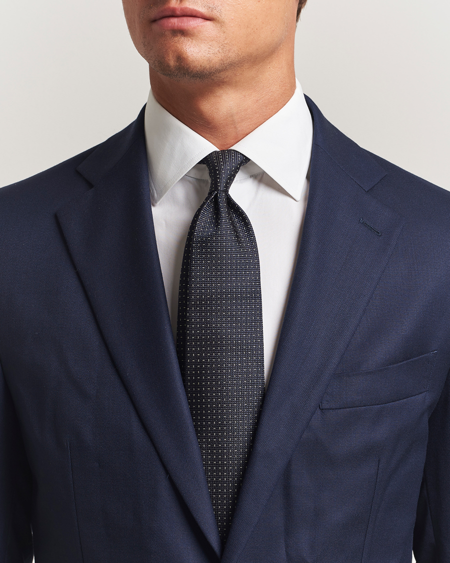Herre | Slips | Ralph Lauren Purple Label | Silk Jacquard Tie Navy/White