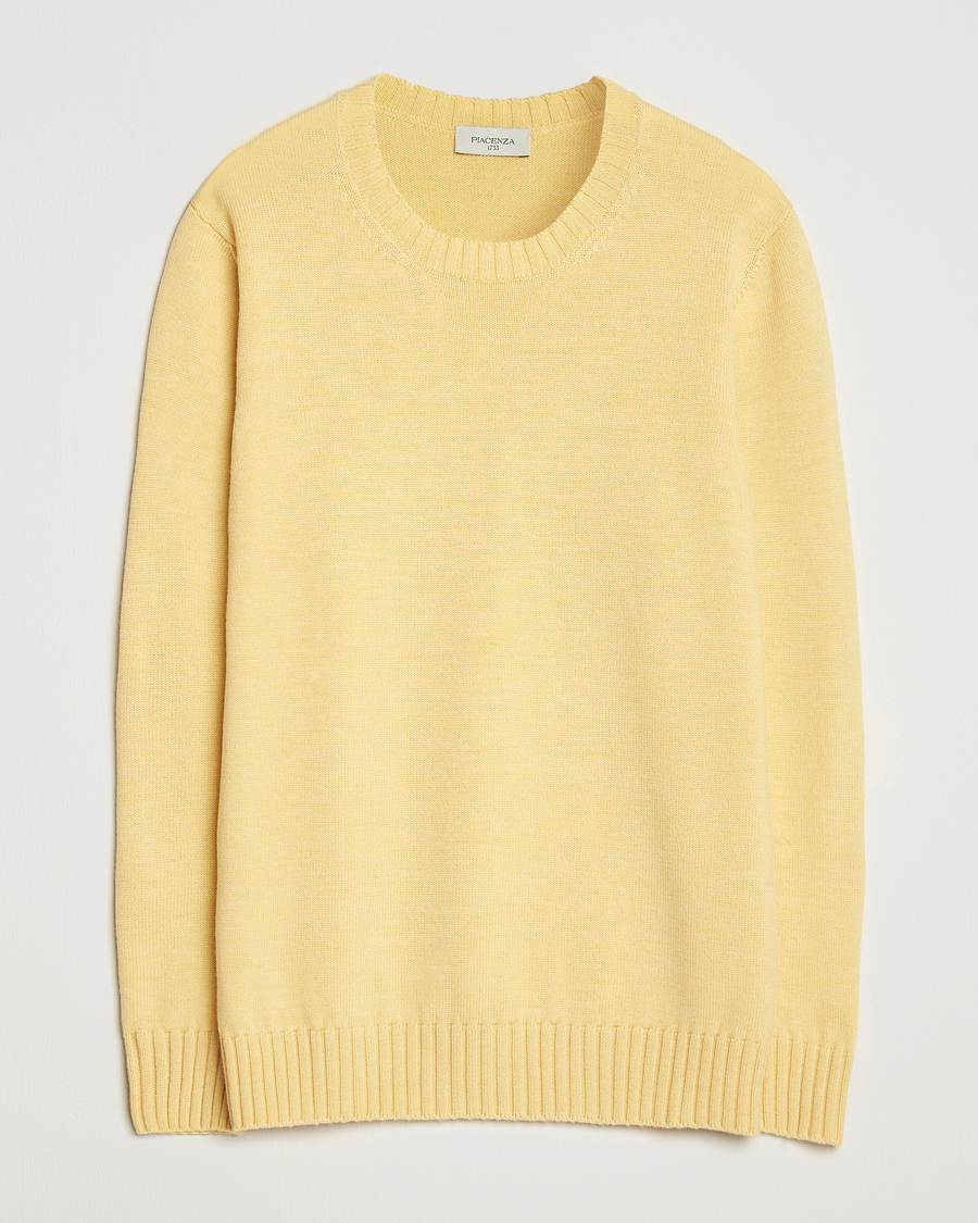 Herre | Gensere | Piacenza Cashmere | Brushed Wool Crew Neck Yellow