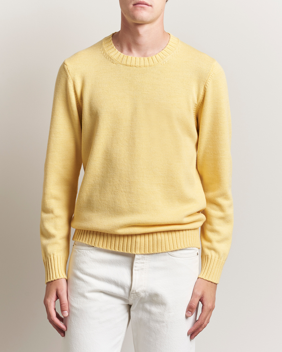 Herre | Gensere | Piacenza Cashmere | Brushed Wool Crew Neck Yellow